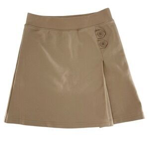 Cat & Jack Girls Khaki School Uniform Skort Faux Wrap Button Detail Tan Size M 8